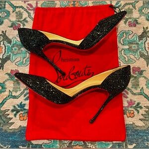 Christian Louboutin Swarovski Crystal Strass Sparkle Bling Heels Black 39.5